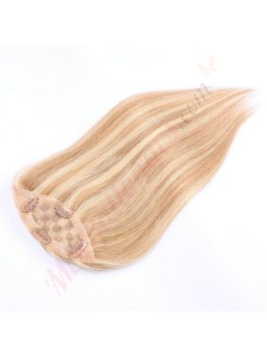 Brun Miel & Blond Cendré #12/24   Volumateur (Topper) Perte De Cheveux Pour La Couronne Complète (Dimensions: 6.5 pouces x 2.25 pouces) Cheveux Remy Hair