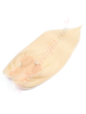 Blond Platine #613   Volumateur (Topper) Perte De Cheveux Sur La Séparation De Cheveux Large Couverture (Dimensions: 3 pouces - 5.75 pouces x 5 pouces) Cheveux Remy Hair