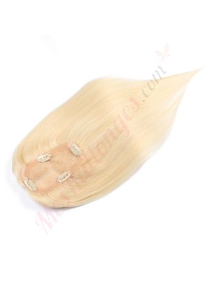 Blond Platine #613  Volumateur (Topper) Perte De Cheveux Sur La Séparation De Cheveux (Dimensions: 2.75 pouces x 5 pouces) Cheveux Remy Hair