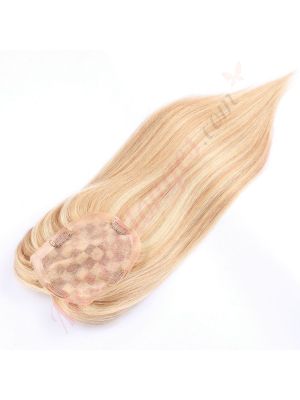 Brun Miel & Blond Cendré #12/24  Volumateur (Topper) Perte De Cheveux Sur La Couronne (Dimensions: 5 pouces x 4 pouces) Cheveux Remy Hair