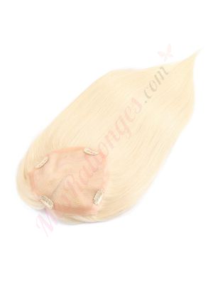 Blond Platinum  Volumateur (Topper) Perte De Cheveux Couverture Complète  (Dimensions: 6.5 pouces x 6.5 pouces) Cheveux Remy Hair
