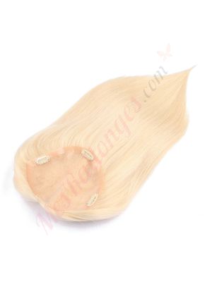 Blond #60 Volumateur (Topper) Perte De Cheveux Couverture Complète  (Dimensions: 6.5 pouces x 6.5 pouces) Cheveux Remy Hair