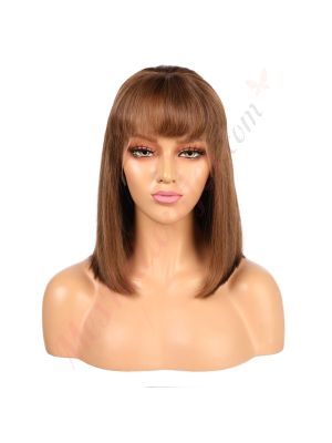 Ophelia #2  - Perruque Courte 14 Pouces Cheveux Humains Naturels Remy Hair Brunette Avec Toupet 