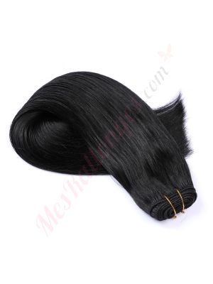 extensions cousues cheveux naturels	Noir Foncé (#1) 	remy hair