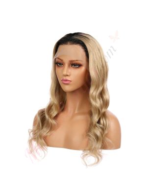 Sarah - Perruque Longue 18 Pouces Cheveux Humains Naturels Remy Hair Blonde Ombrée 