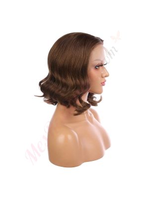 Layla - Perruque Courte 14 Pouces Cheveux Humains Naturels Remy Hair Brunette 