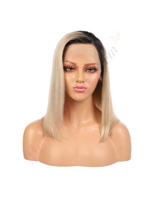 Kavlee - Perruque Courte 14 Pouces Cheveux Humains Naturels Remy Hair Blonde Ombrée 