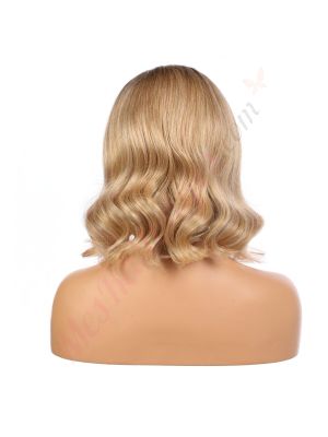 Claire - Perruque Courte 14 Pouces Cheveux Humains Naturels Remy Hair Blonde Ombrée 
