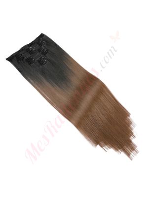 Brun Ombré À Clips Cheveux Synthétiques [VENTE FINALE]