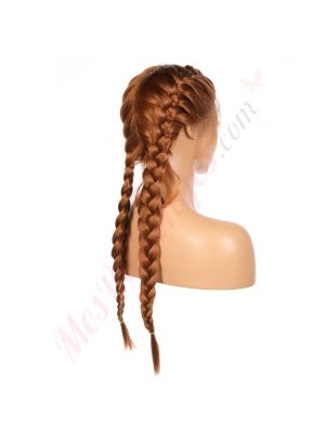 G1904831-v2 - Perruque Tressée Courte Cheveux Synthétique Auburn [VENTE FINALE]