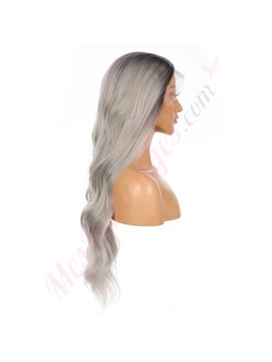 G1901653C-v2 - Perruque Longue Cheveux Synthétique Grise [VENTE FINALE]