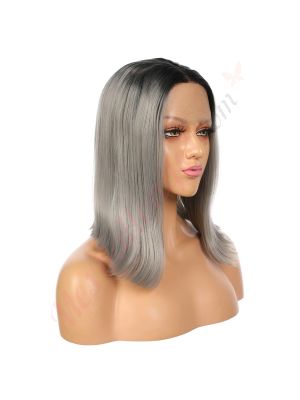 G1901635-v2 - Perruque Courte Cheveux Synthétique Grise  [VENTE FINALE]