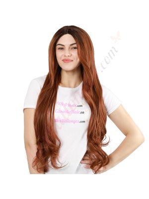 G1611110C-v4 - Perruque Longue Cheveux Synthétique Roux Naturel #30  [VENTE FINALE]