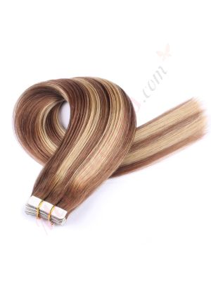 Brun Noisette Balayage #6t6/18 Bandes Adhésives Cheveux Naturels
