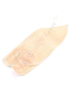 Blond #60 Volumateur (Topper) Perte De Cheveux Sur La Séparation De Cheveux Large Couverture (Dimensions: 3 pouces - 5.75 pouces x 5 pouces) Cheveux Remy Hair