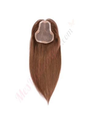 Brun #4  Volumateur (Topper) Perte De Cheveux Sur La Séparation De Cheveux Large Couverture (Dimensions: 3 pouces - 5.75 pouces x 5 pouces) Cheveux Remy Hair