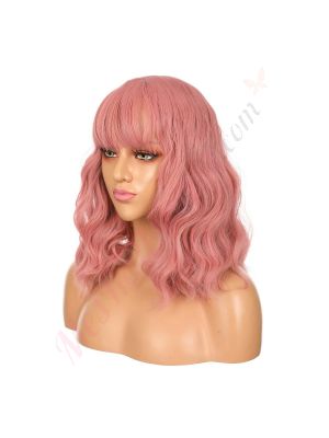 DM1707299-v4 - Perruque Courte Cheveux Synthétique Rose Avec Toupet  [VENTE FINALE]