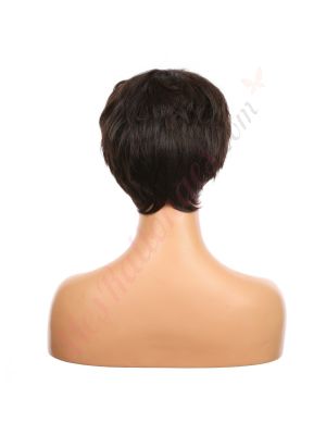 DM1707348-v4 - Perruque Courte Cheveux Synthétique Brunette Foncée Avec Toupet [VENTE FINALE]