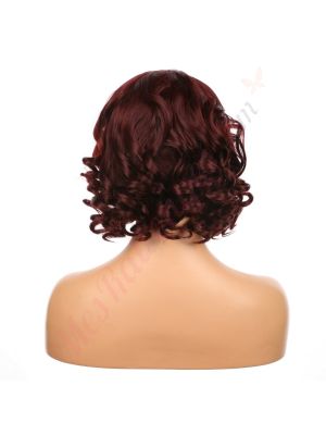 DM1707525-v4 - Perruque Courte Cheveux Synthétique Rouge Foncé [VENTE FINALE]