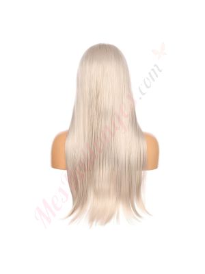 DM1707538-v4 - Perruque Longue Cheveux Synthétique Blond Blanc Avec Toupet [VENTE FINALE]