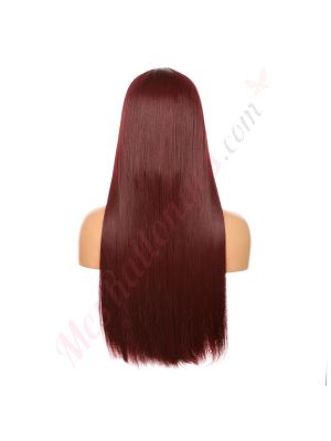 DM1707543-v4 - Perruque Longue Cheveux Synthétique Rouge Foncé Avec Toupet [VENTE FINALE]