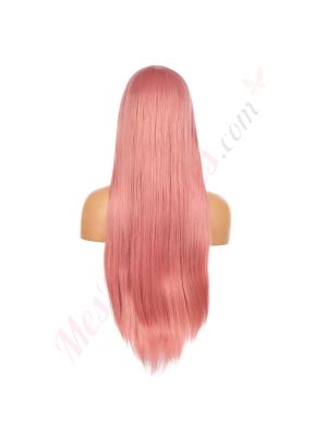 DM1808645-v4 - Perruque Longue Cheveux Synthétique Rose Avec Toupet  [VENTE FINALE]
