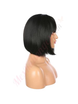 DM1810681-v4 - Perruque Courte Cheveux Synthétique Noire Avec Toupet [VENTE FINALE]