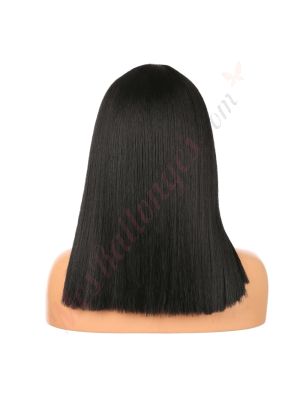 DM1810844-v3 - Perruque Courte Cheveux Synthétique Noire Avec Toupet  [VENTE FINALE]