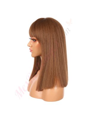 DM1810885-v3 - Perruque Courte Cheveux Synthétique Brunette Avec Toupet [VENTE FINALE]