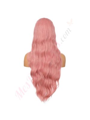 DM1810937-v4 - Perruque Longue Cheveux Synthétique Rose Avec Toupet  [VENTE FINALE]