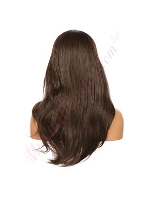 DM2031255-v4 - Perruque Longue Cheveux Synthétique Brunette Foncée Avec Toupet [VENTE FINALE]