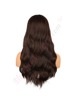 DM2031293-v4 - Perruque Longue Cheveux Synthétique Brunette Foncée  [VENTE FINALE]