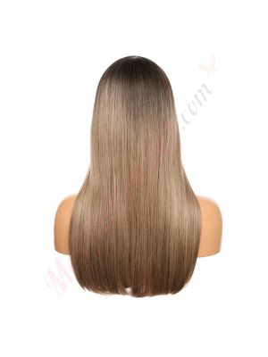 DM2031297-v4 - Perruque Longue Cheveux Synthétique Brunette Ombrée Avec Toupet  [VENTE FINALE]