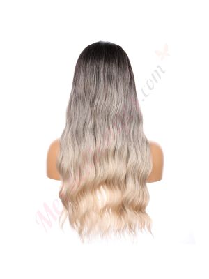 DM2031301-v4 - Perruque Longue Cheveux Synthétique Grise Ombrée Avec Toupet  [VENTE FINALE]