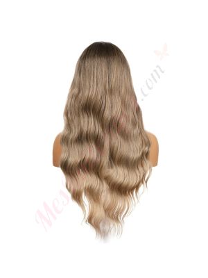 DM2031322-v4 - Perruque Longue Cheveux Synthétique Blonde Foncée Méchée Avec Toupet [VENTE FINALE]