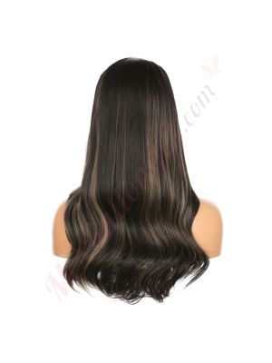 DM2031325-v4 - Perruque Longue Cheveux Synthétique Noire Méchée  [VENTE FINALE]