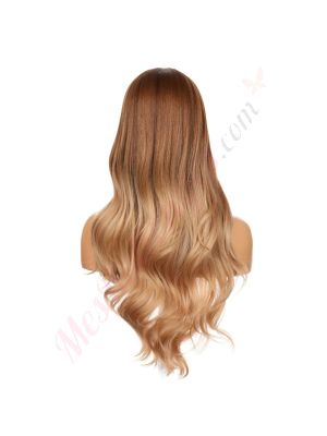 DM2031335-v4 - Perruque Longue Cheveux Synthétique Brunette Blonde Ombrée Avec Toupet  [VENTE FINALE]