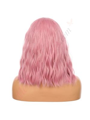 DM2031436-v4 - Perruque Courte Cheveux Synthétique Rose Avec Toupet  [VENTE FINALE]