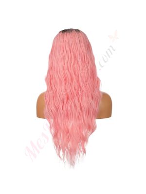 FU190322677-v3 - Perruque Longue Cheveux Synthétique Rose [VENTE FINALE]