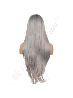 G1611001C-v4 - Perruque Longue Cheveux Synthétique Grise  [VENTE FINALE]