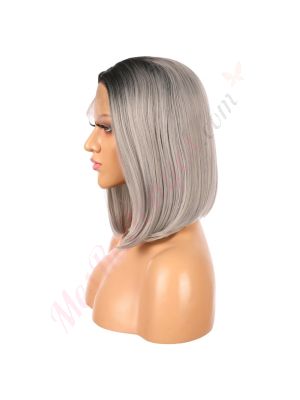 G1901635-v3 - Perruque Courte Cheveux Synthétique Grise Ombrée  [VENTE FINALE]