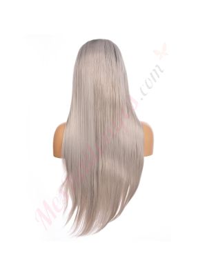 G1901636C-v3 - Perruque Longue Cheveux Synthétique Grise [VENTE FINALE]