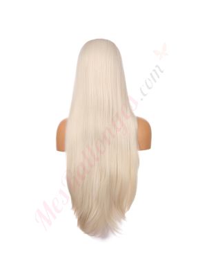 Z1611011C-v3 - Perruque Longue Cheveux Synthétique Grise  [VENTE FINALE]